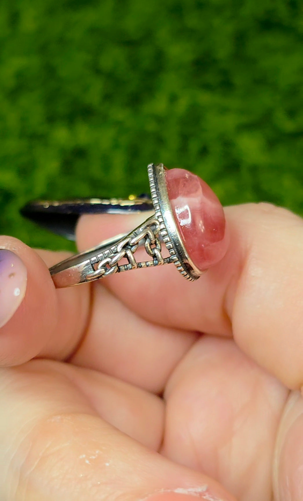 Rhodochrosite Teardrop Ring B