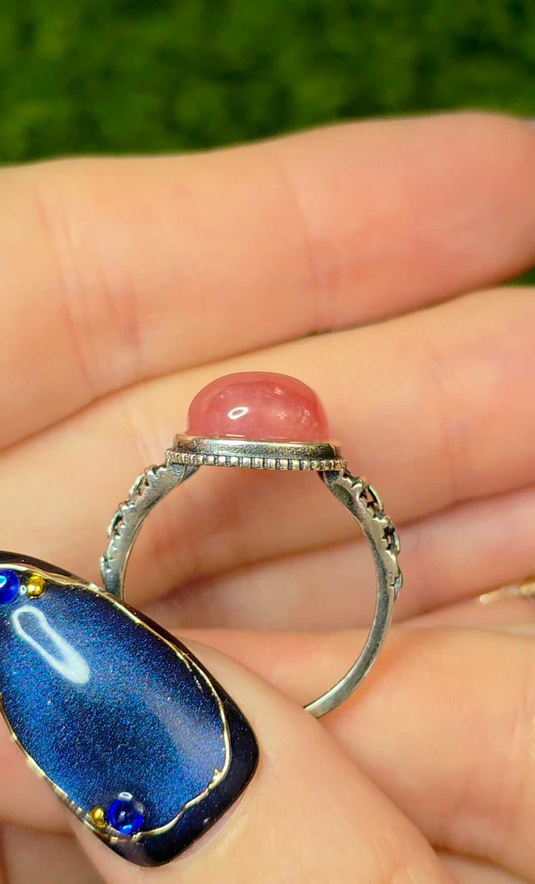 Rhodochrosite Teardrop Ring B