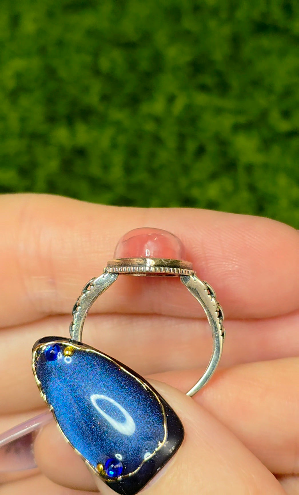 Rhodochrosite Teardrop Ring B