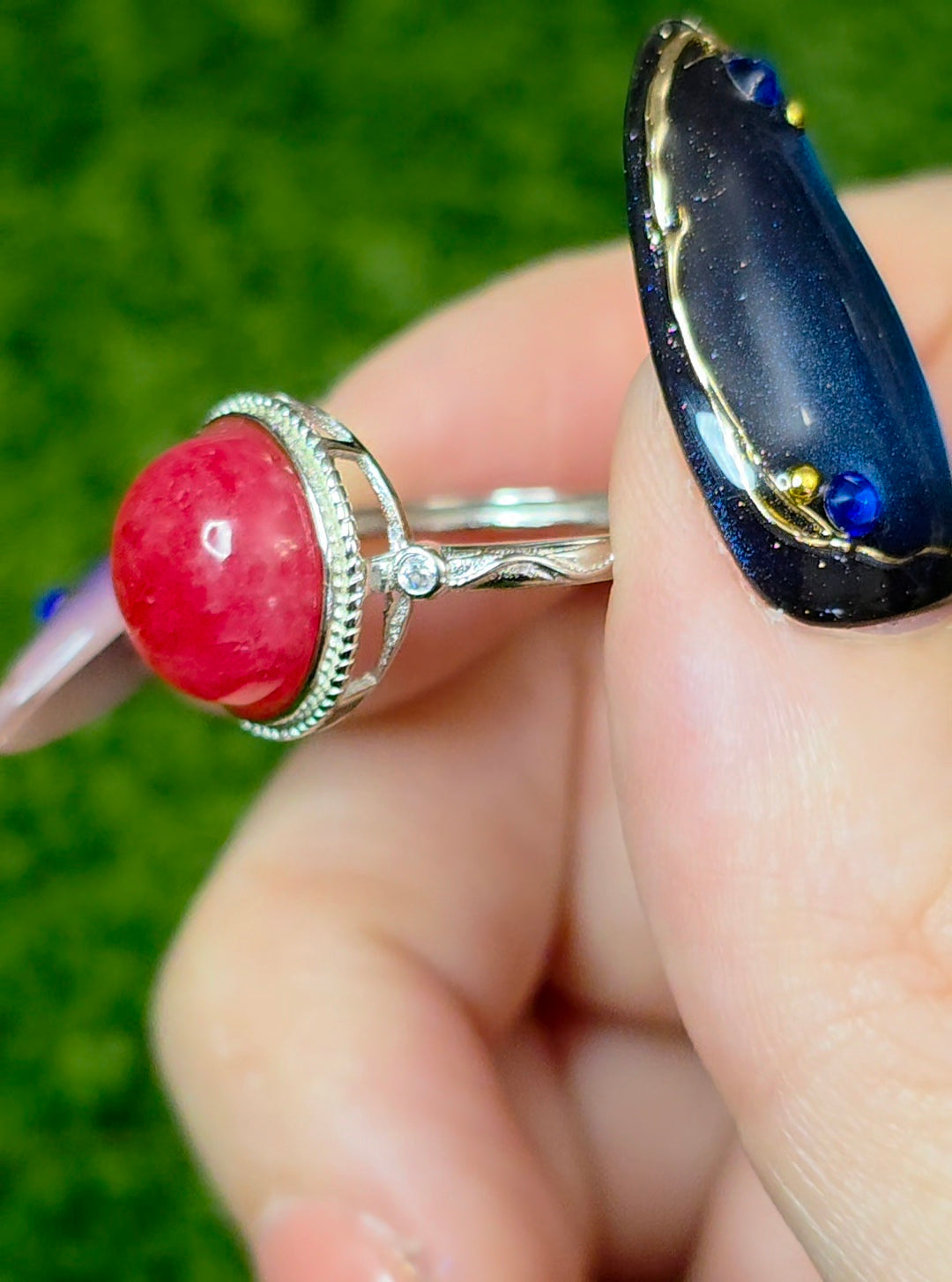 Rhodonite Round Ring