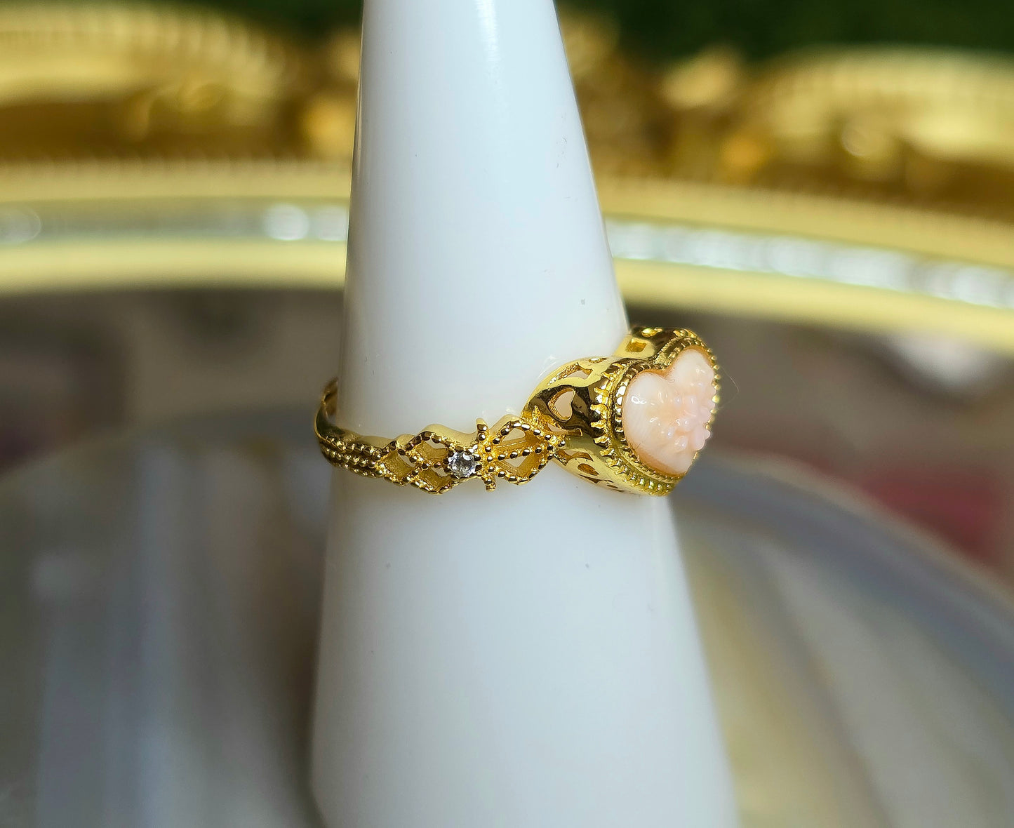 Pink Shell Heart Ring B