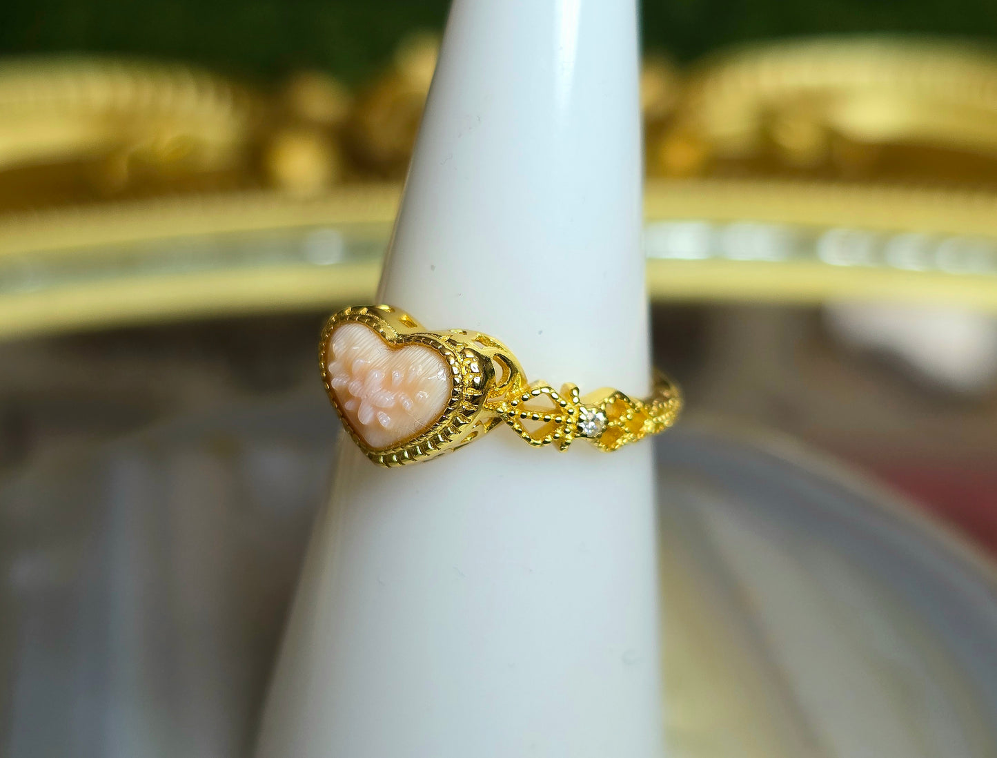 Pink Shell Heart Ring B