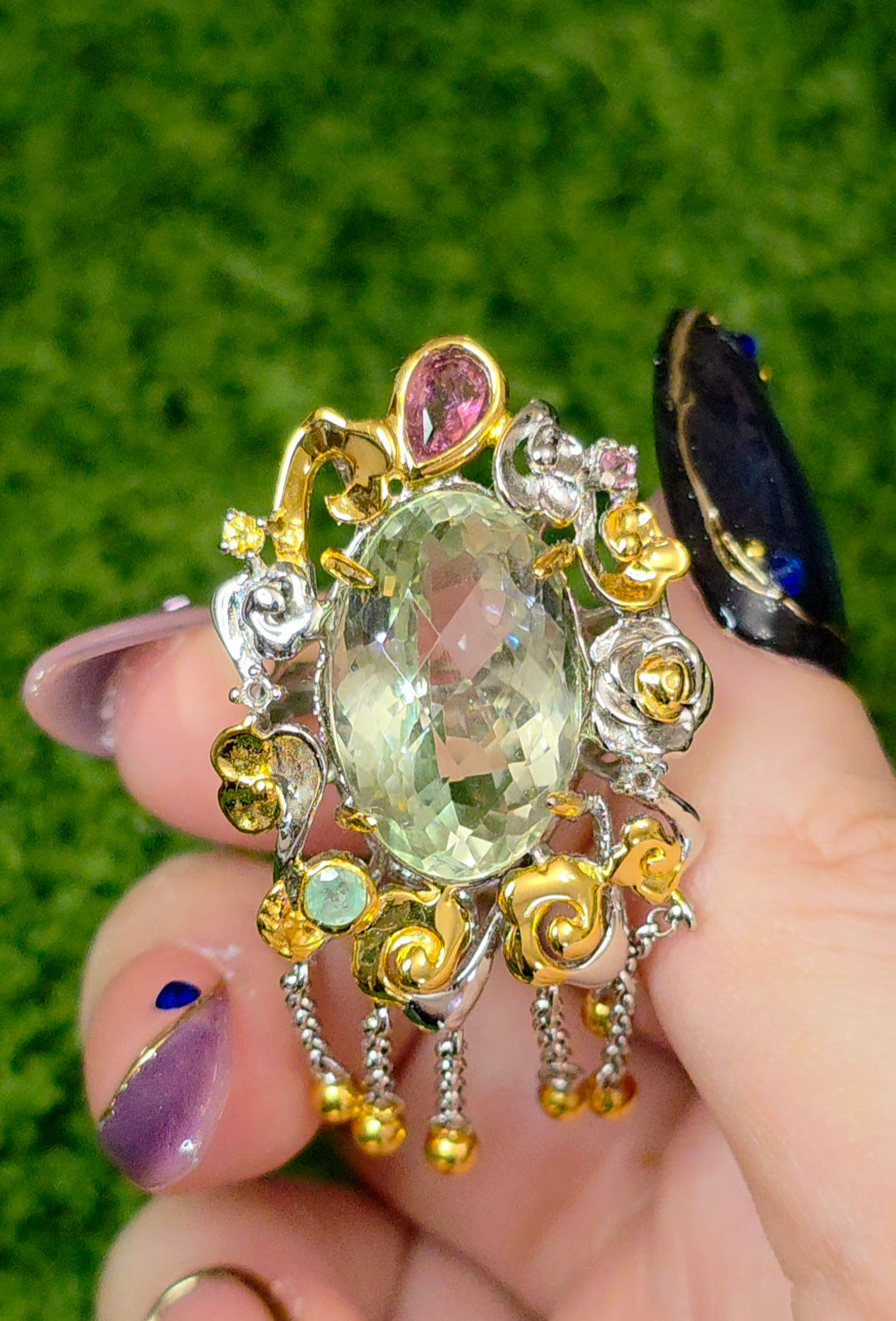 Green Quartz Statement Ring