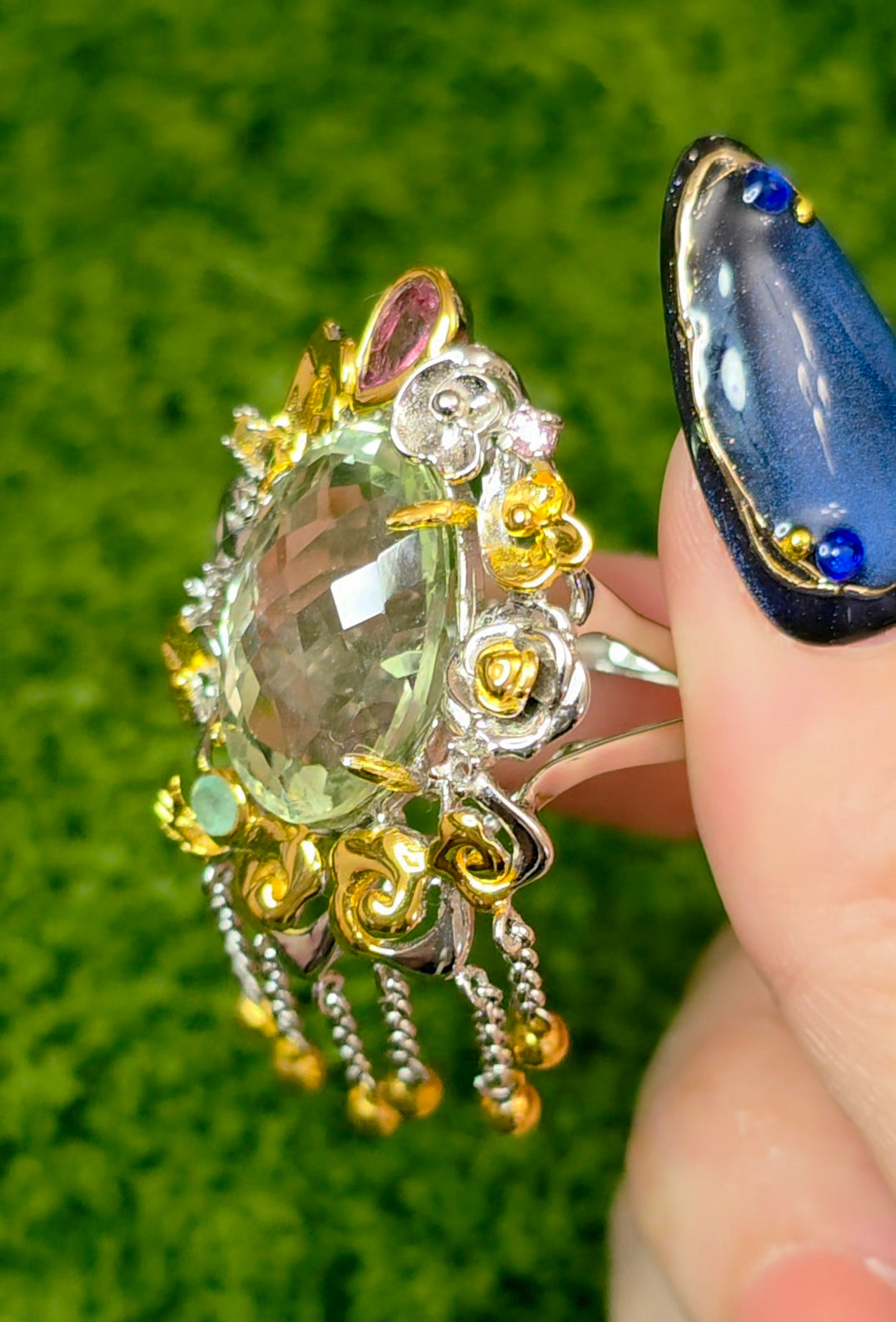 Green Quartz Statement Ring
