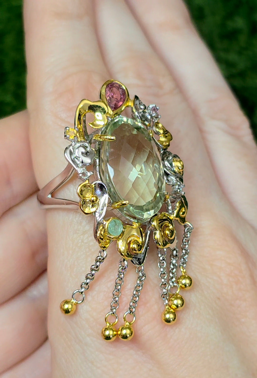 Green Quartz Statement Ring