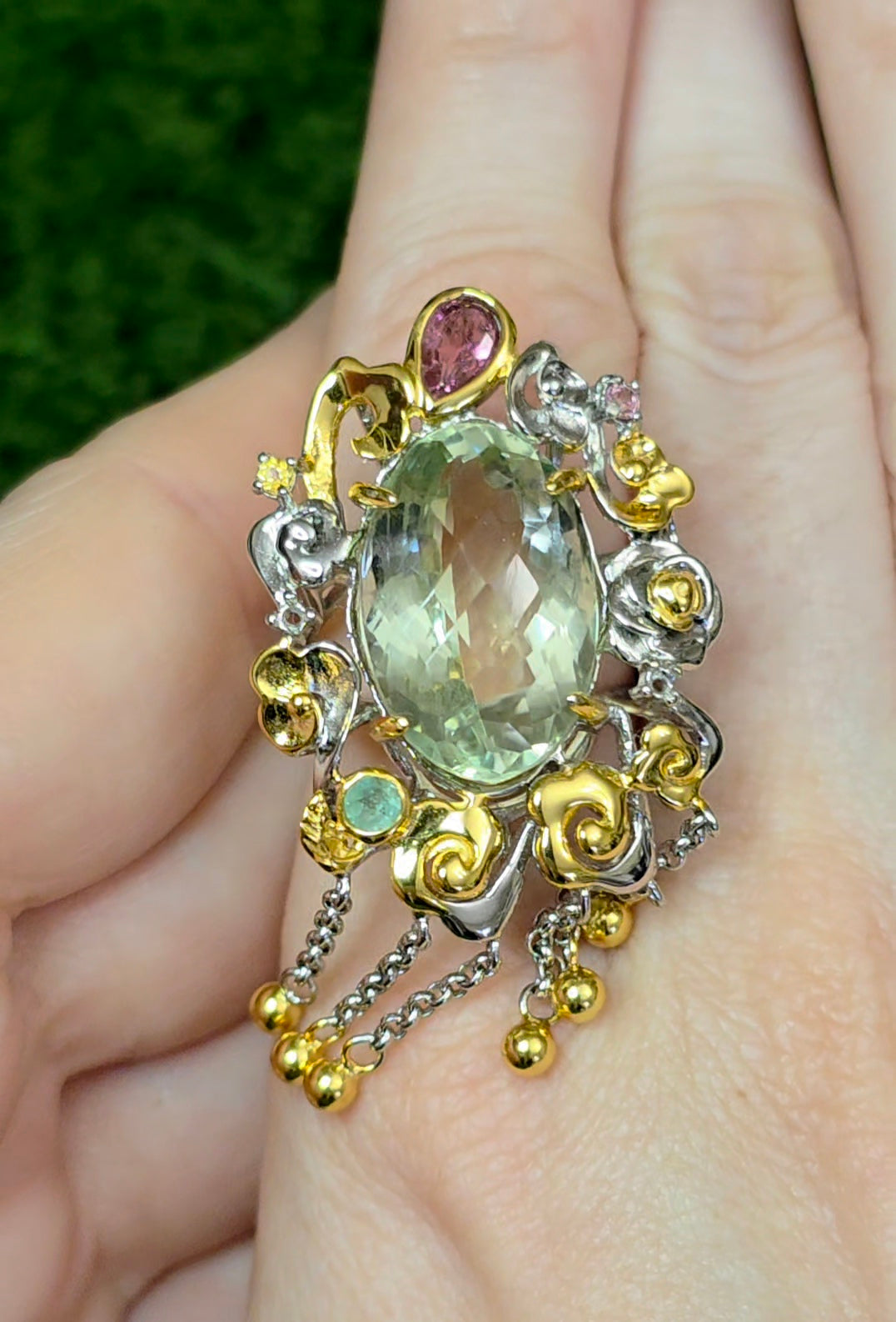 Green Quartz Statement Ring