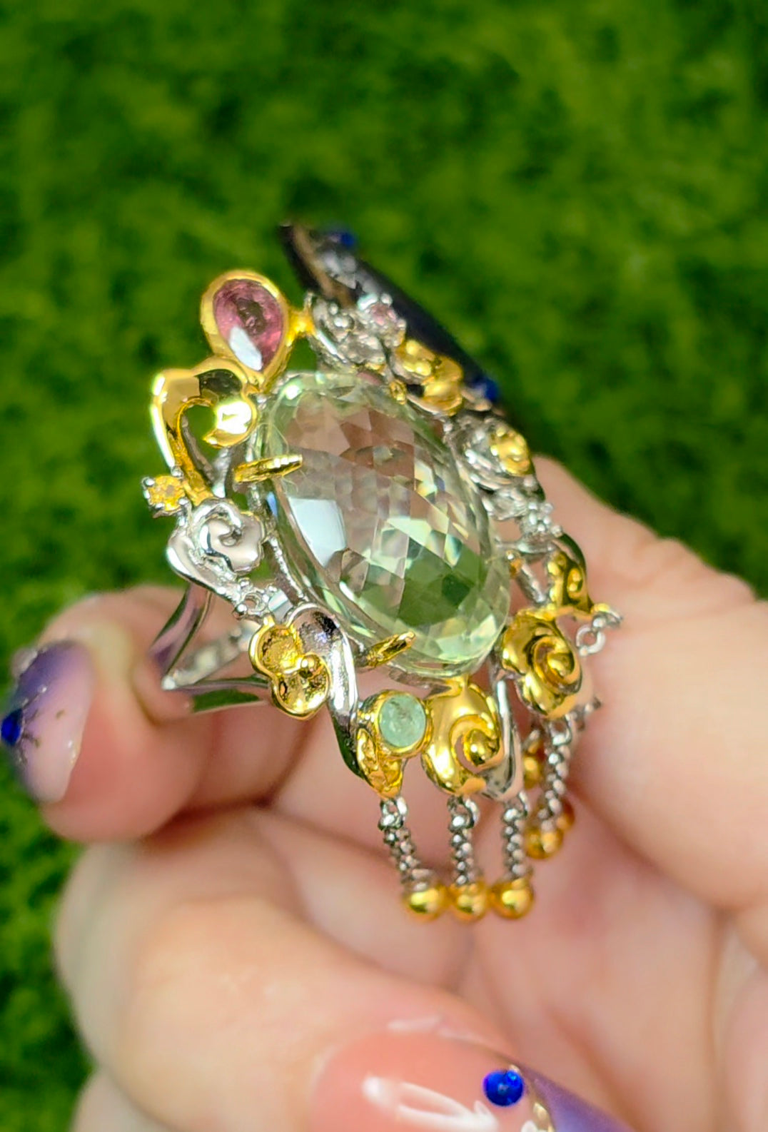 Green Quartz Statement Ring