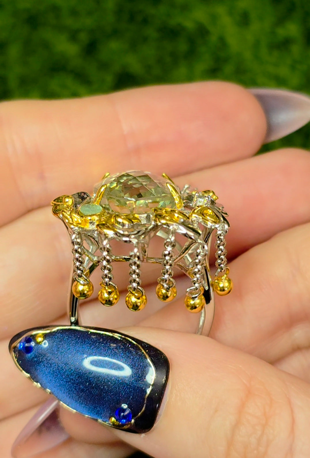 Green Quartz Statement Ring