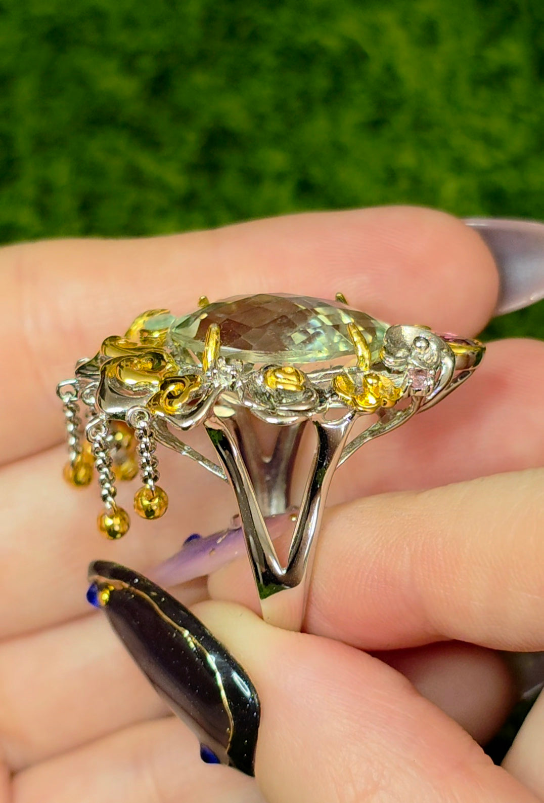 Green Quartz Statement Ring