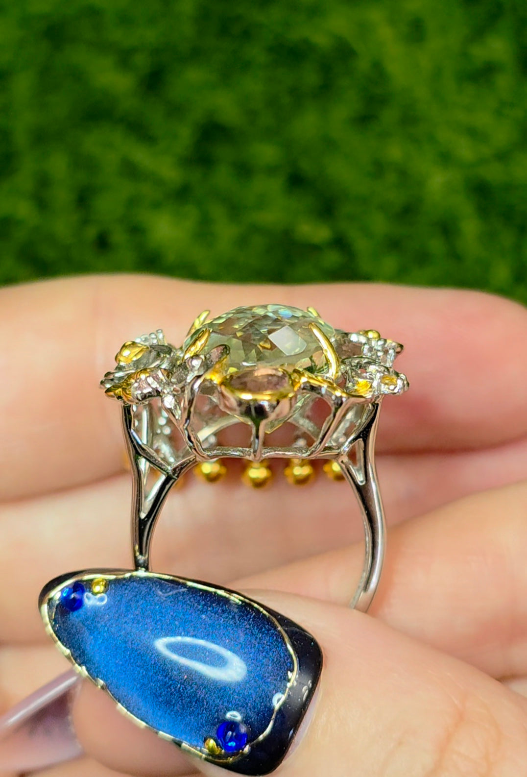 Green Quartz Statement Ring