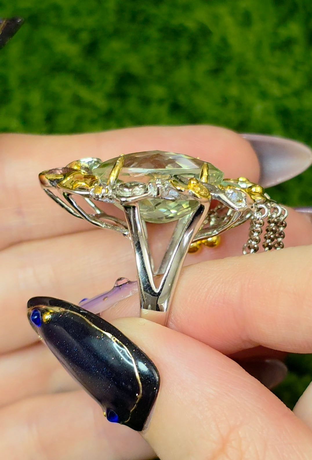 Green Quartz Statement Ring