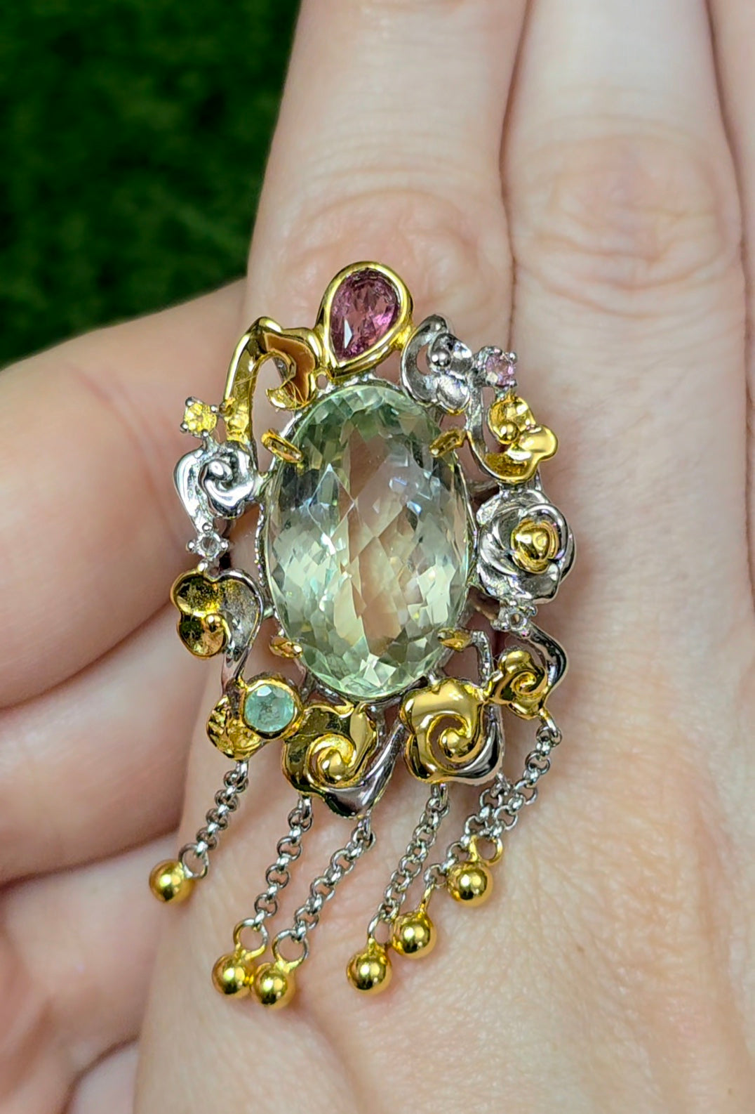 Green Quartz Statement Ring