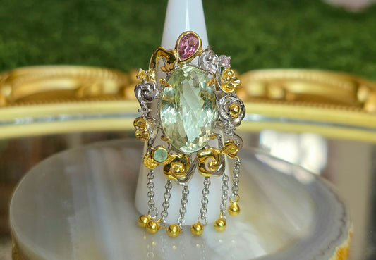 Green Quartz Statement Ring
