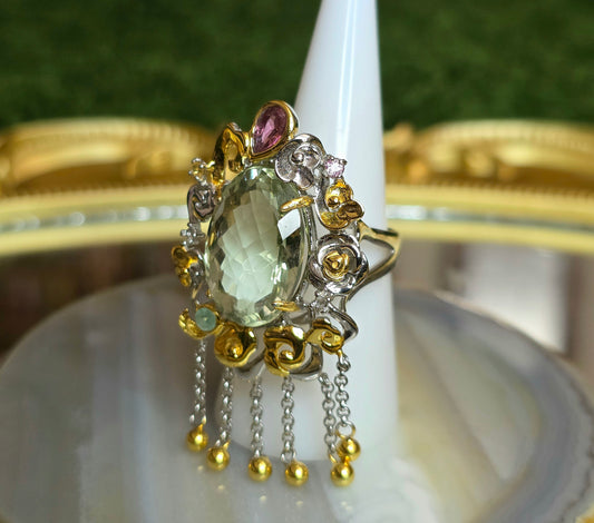 Green Quartz Statement Ring