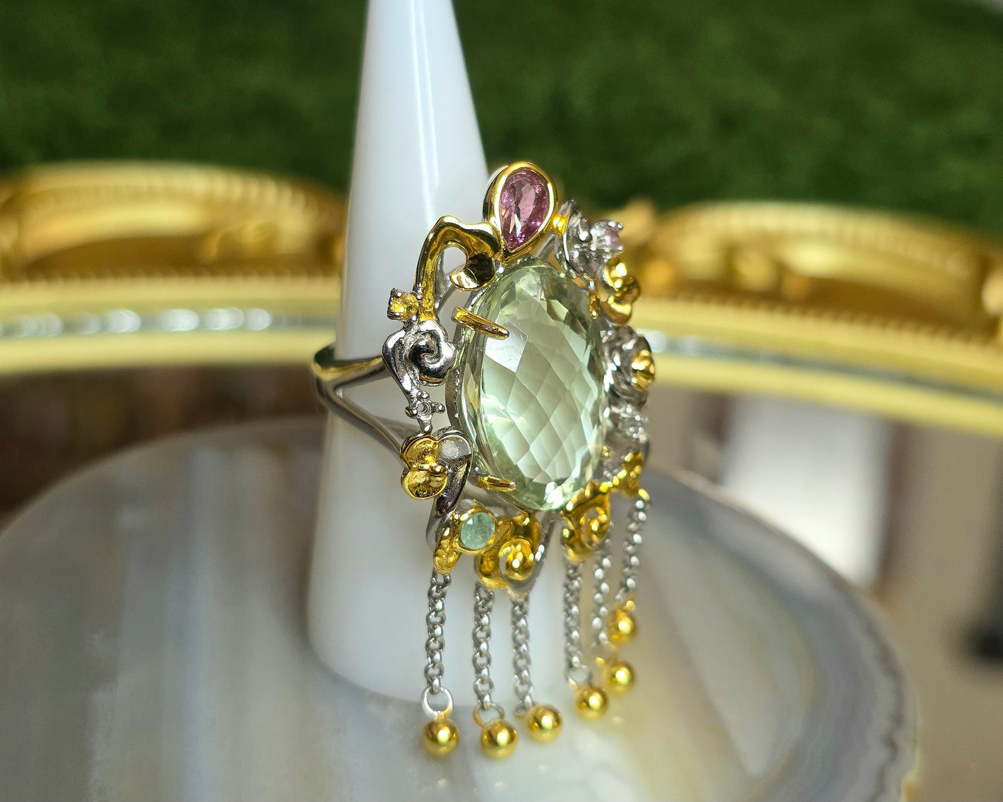 Green Quartz Statement Ring