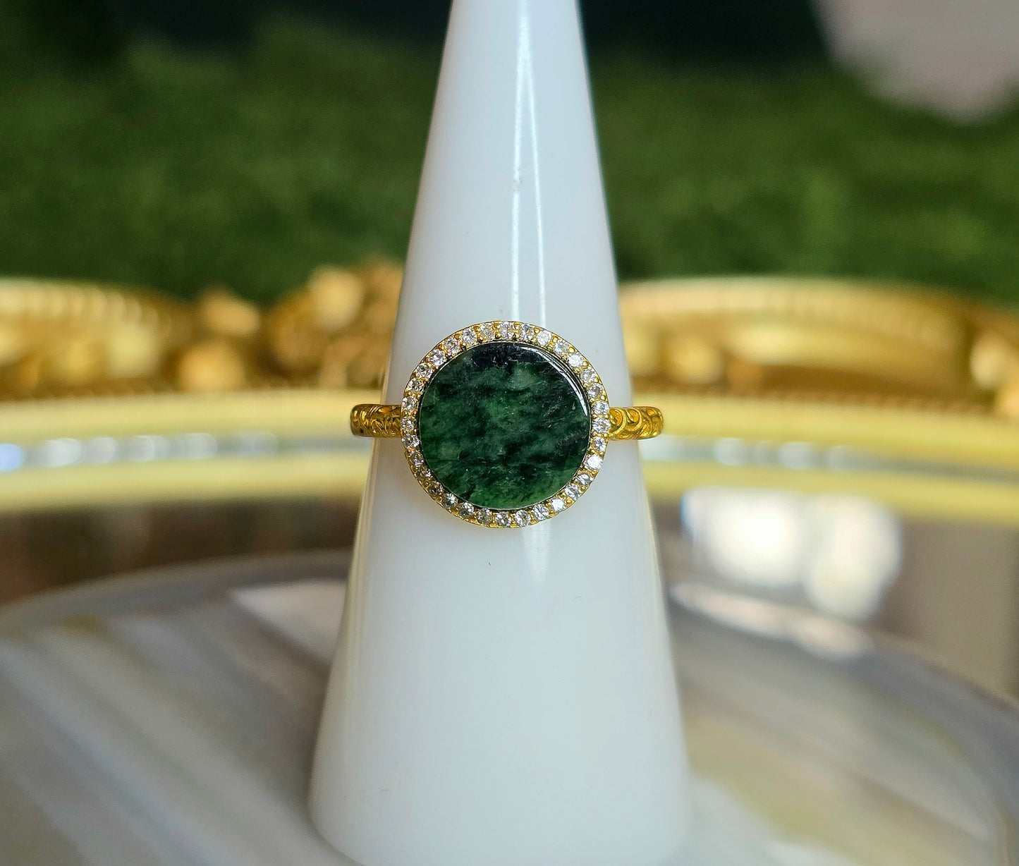 Jadeite Halo Ring
