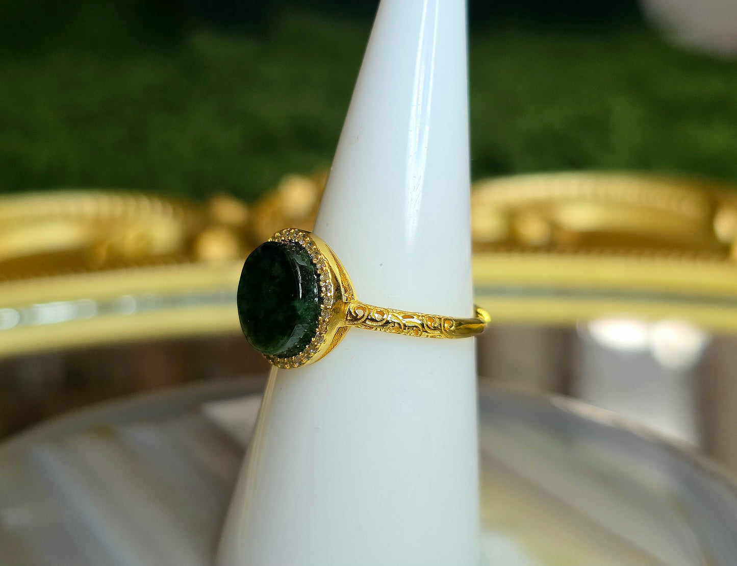 Jadeite Halo Ring