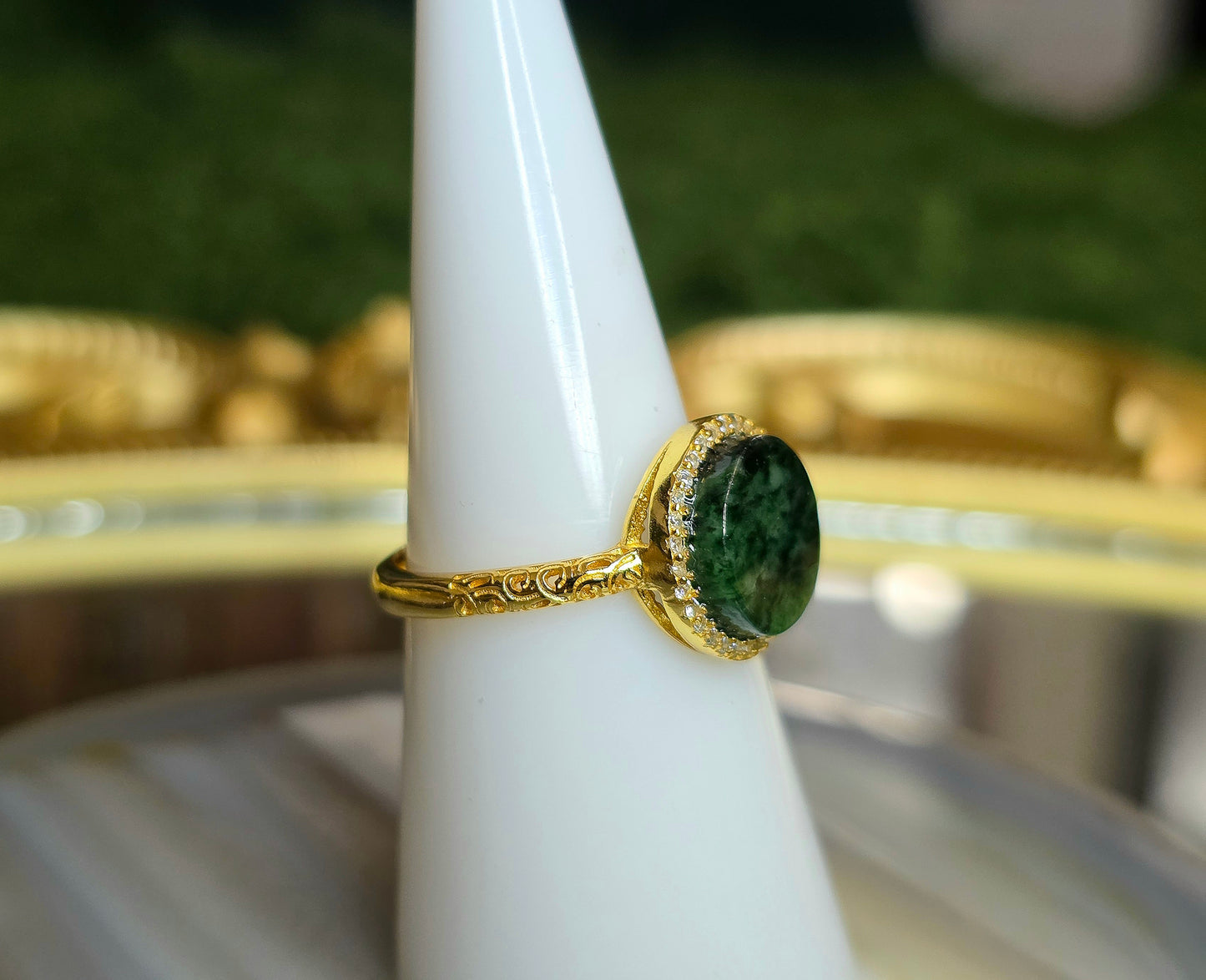 Jadeite Halo Ring