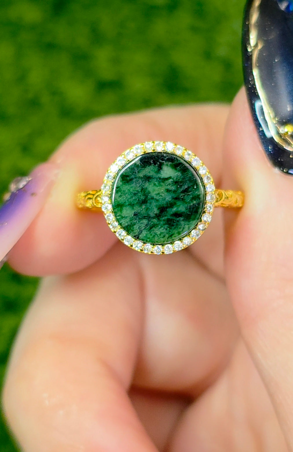 Jadeite Halo Ring