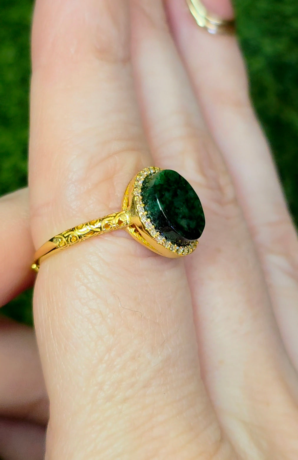 Jadeite Halo Ring