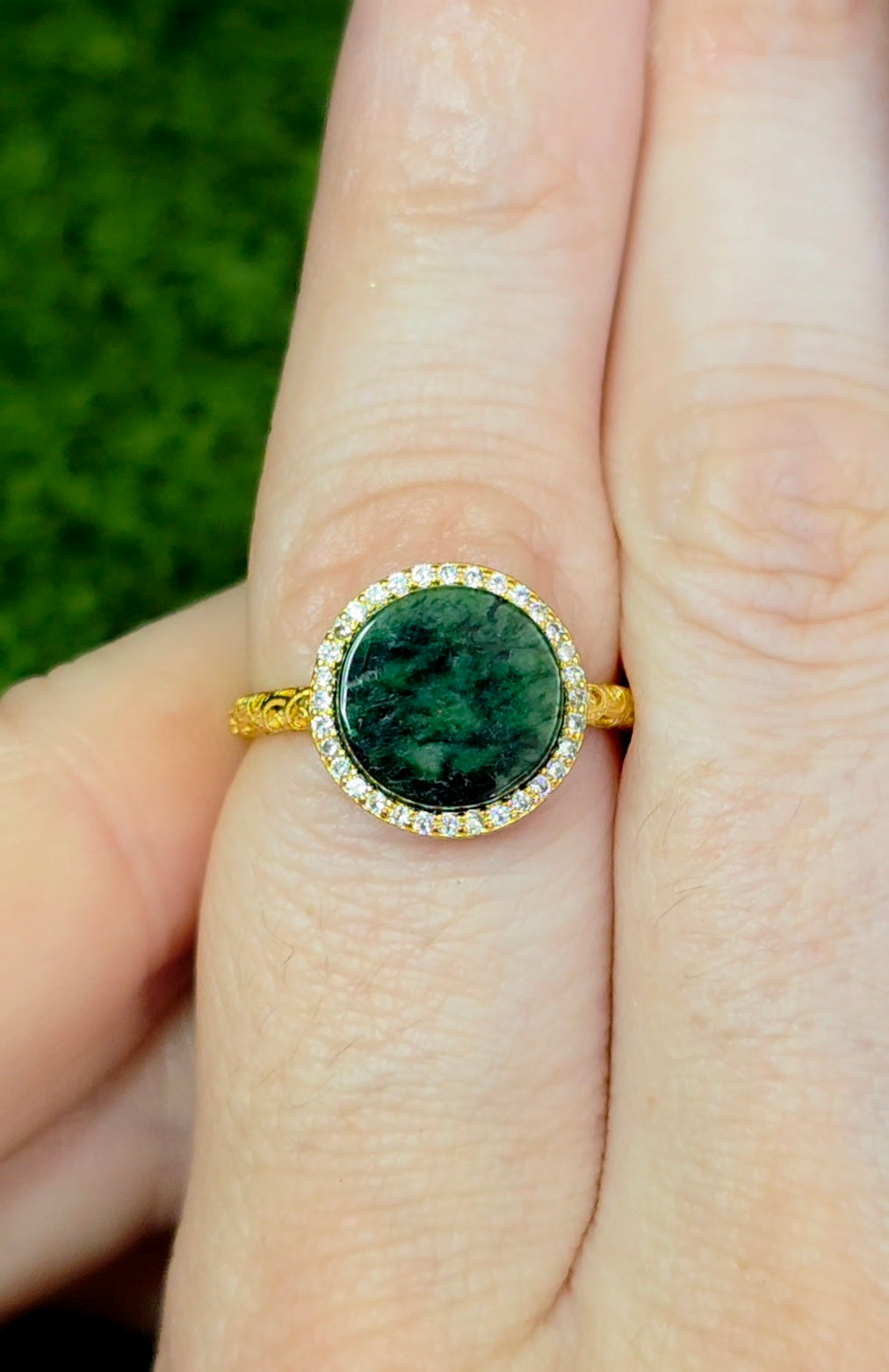 Jadeite Halo Ring