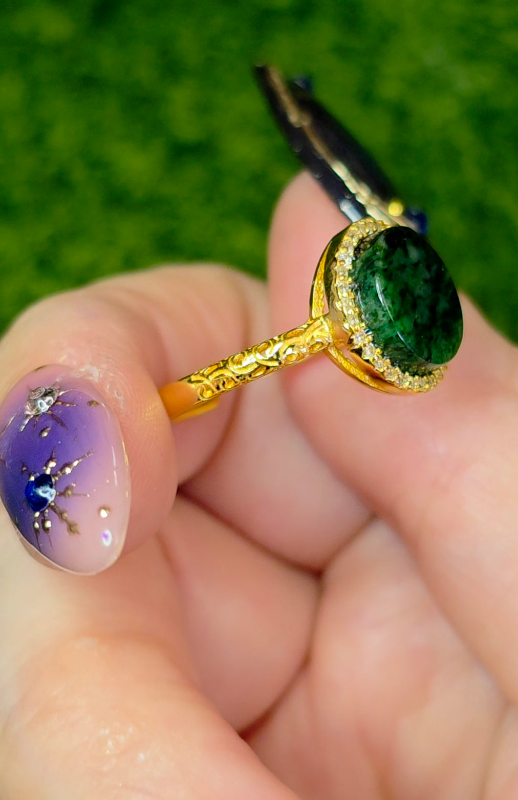 Jadeite Halo Ring