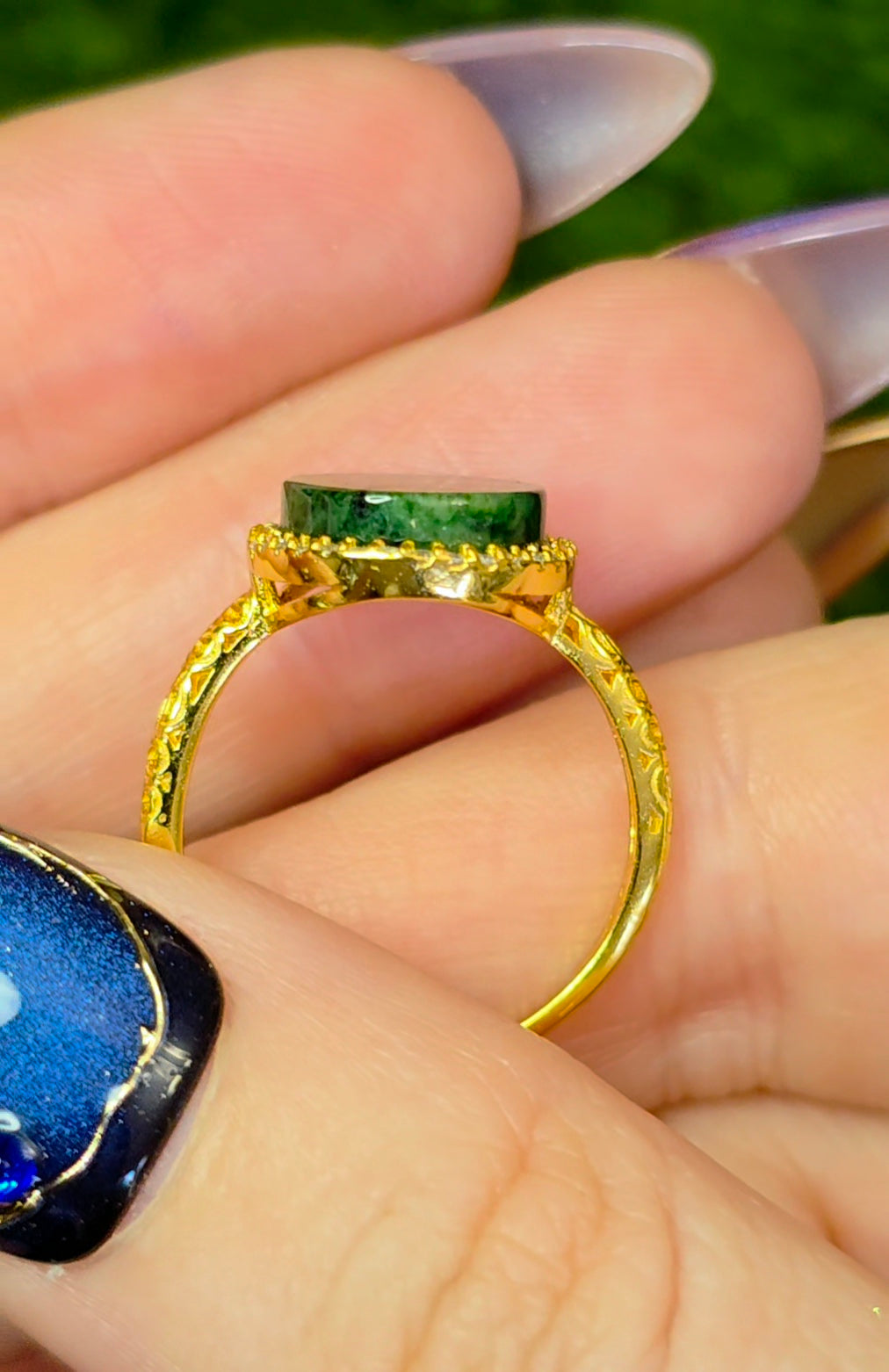 Jadeite Halo Ring