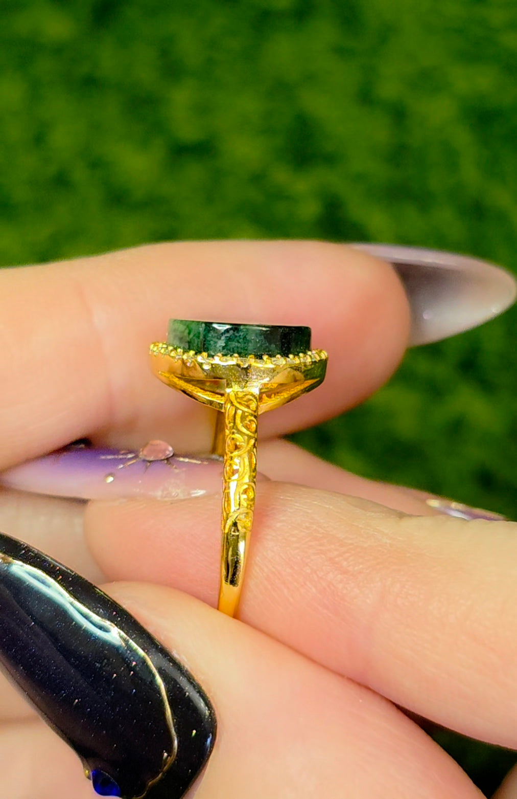 Jadeite Halo Ring