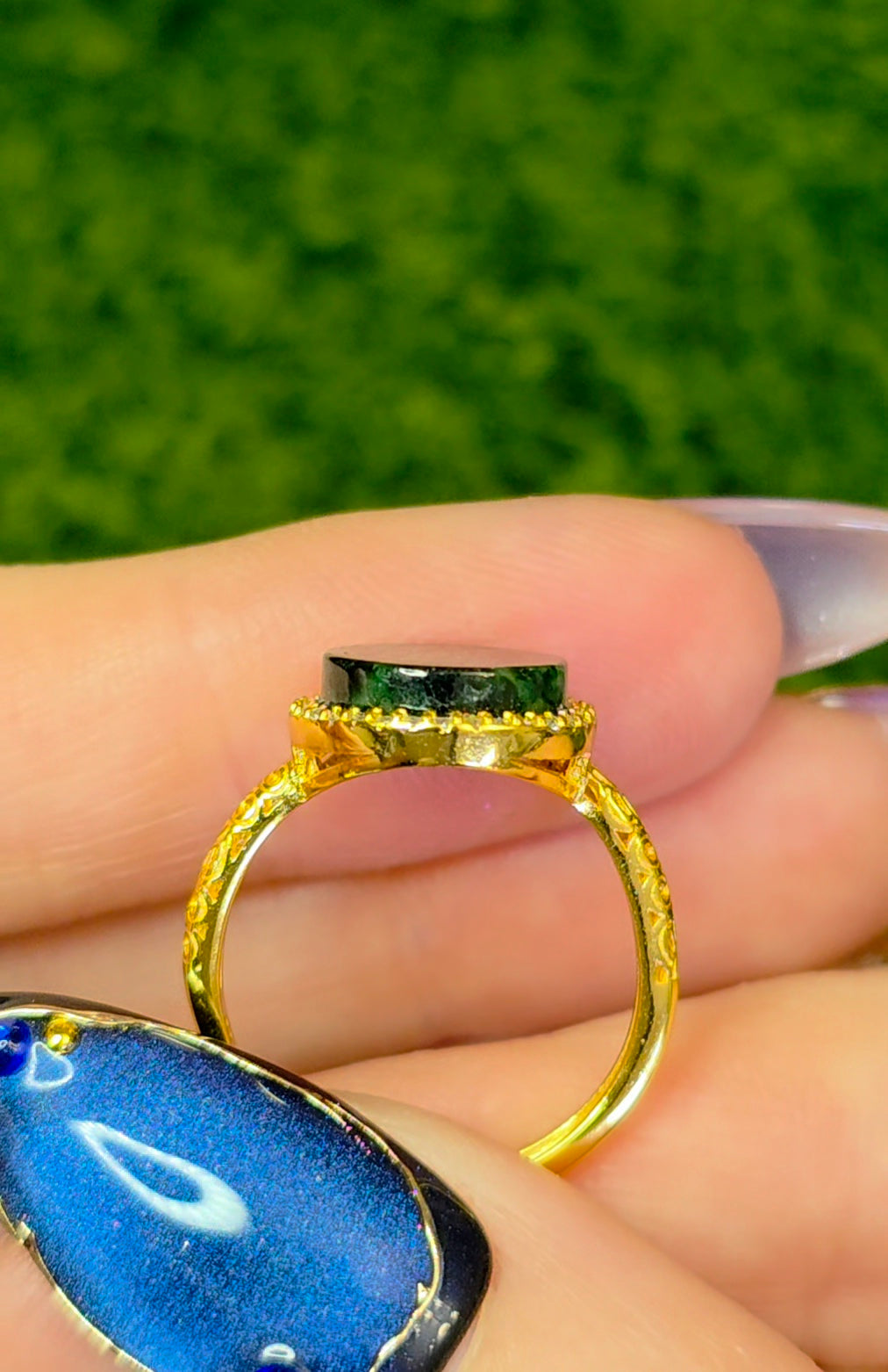 Jadeite Halo Ring