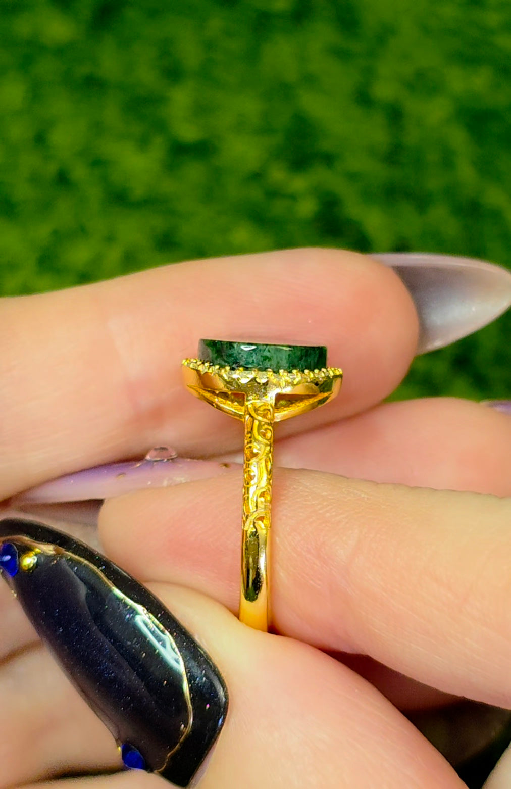 Jadeite Halo Ring