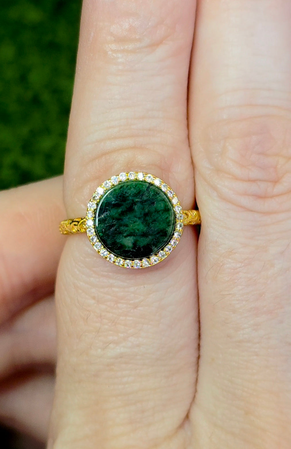 Jadeite Halo Ring