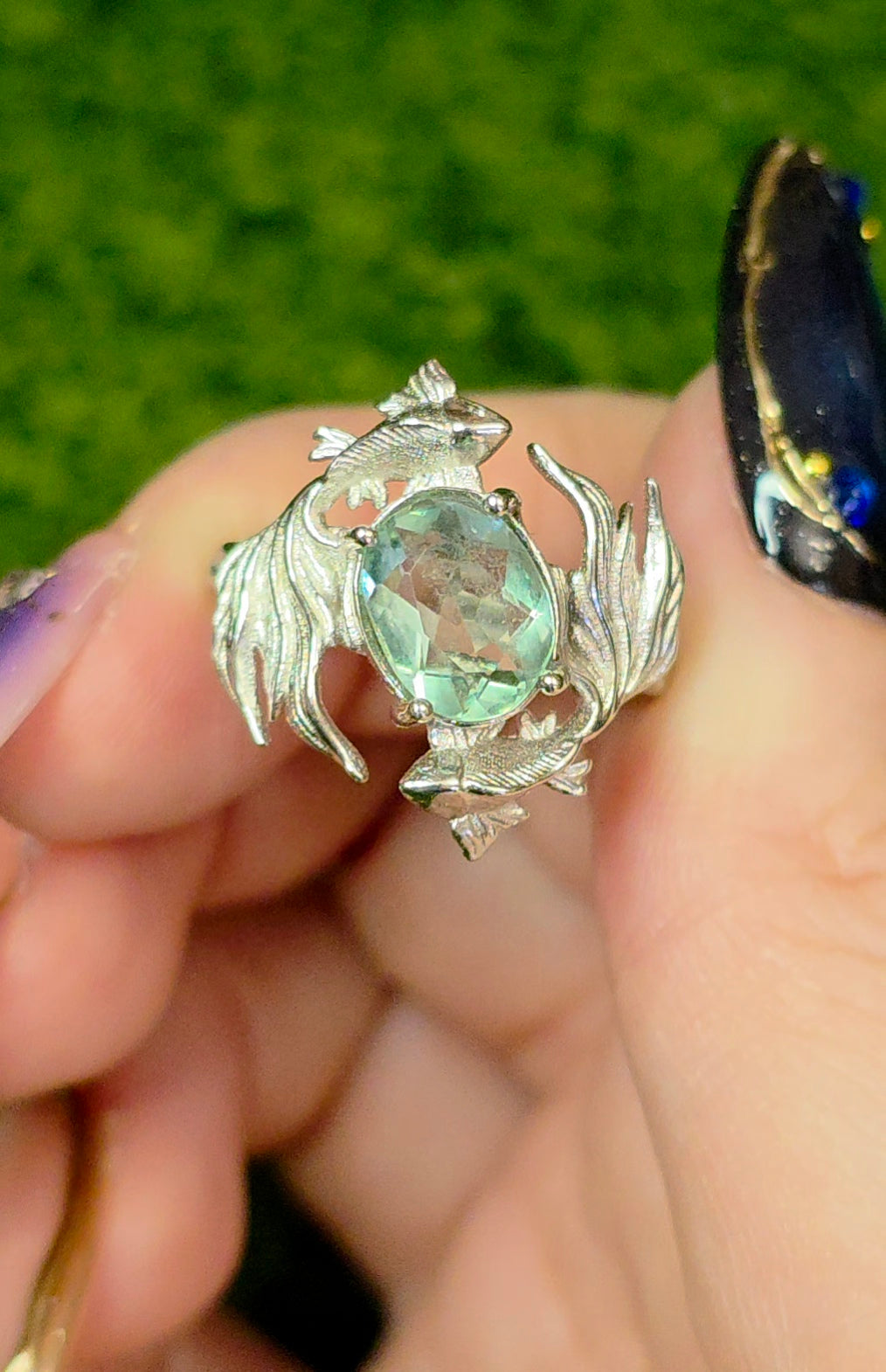 Green Fluorite Koi Ring