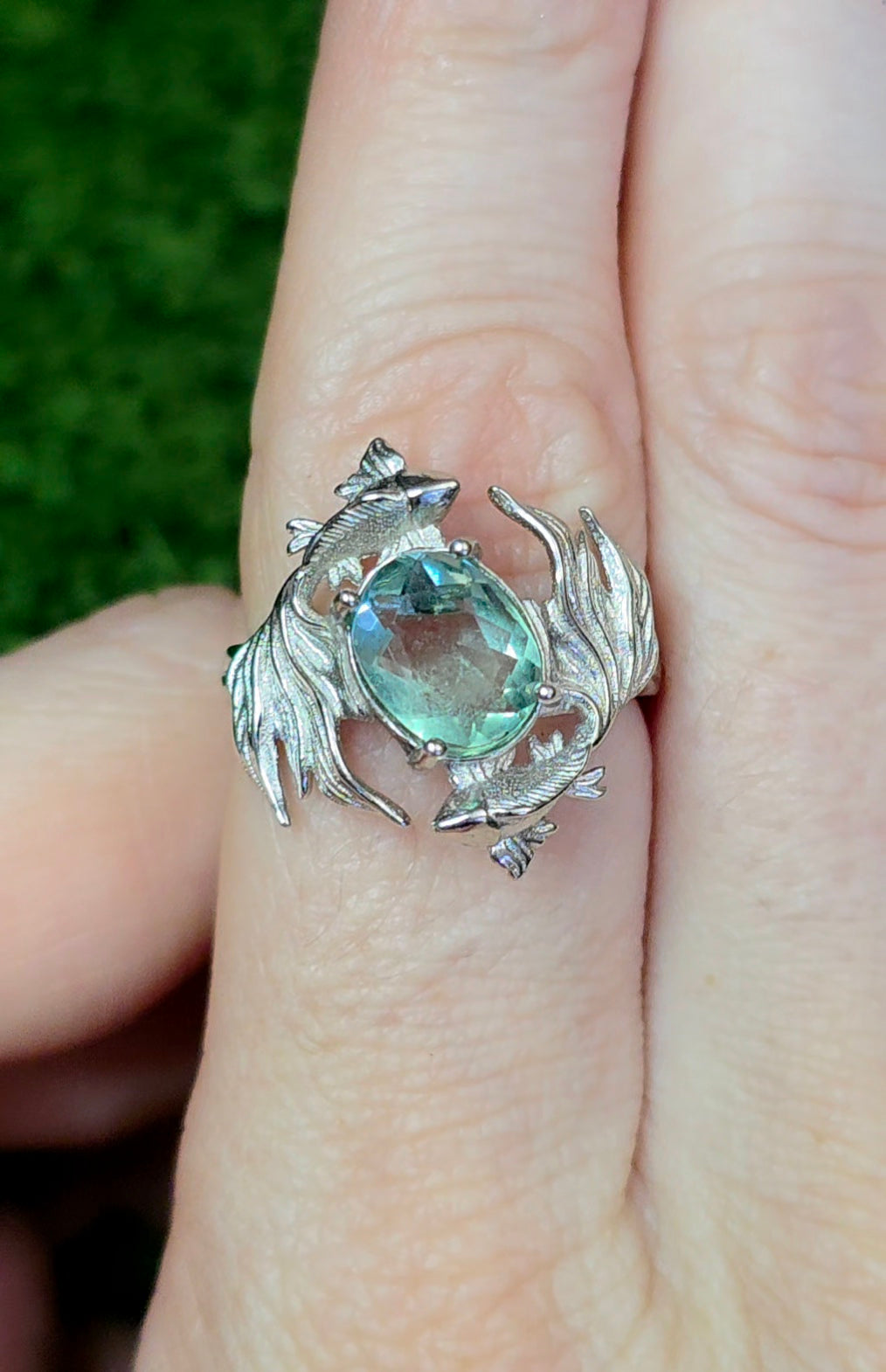 Green Fluorite Koi Ring