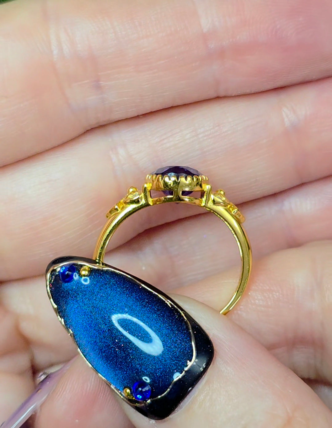 Deep Blue Fluorite Ring C