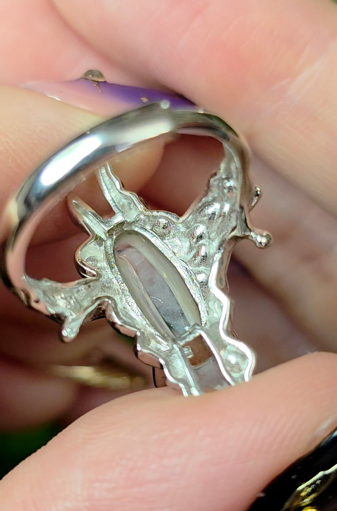 Blue Needle Quartz Double Point Ring B