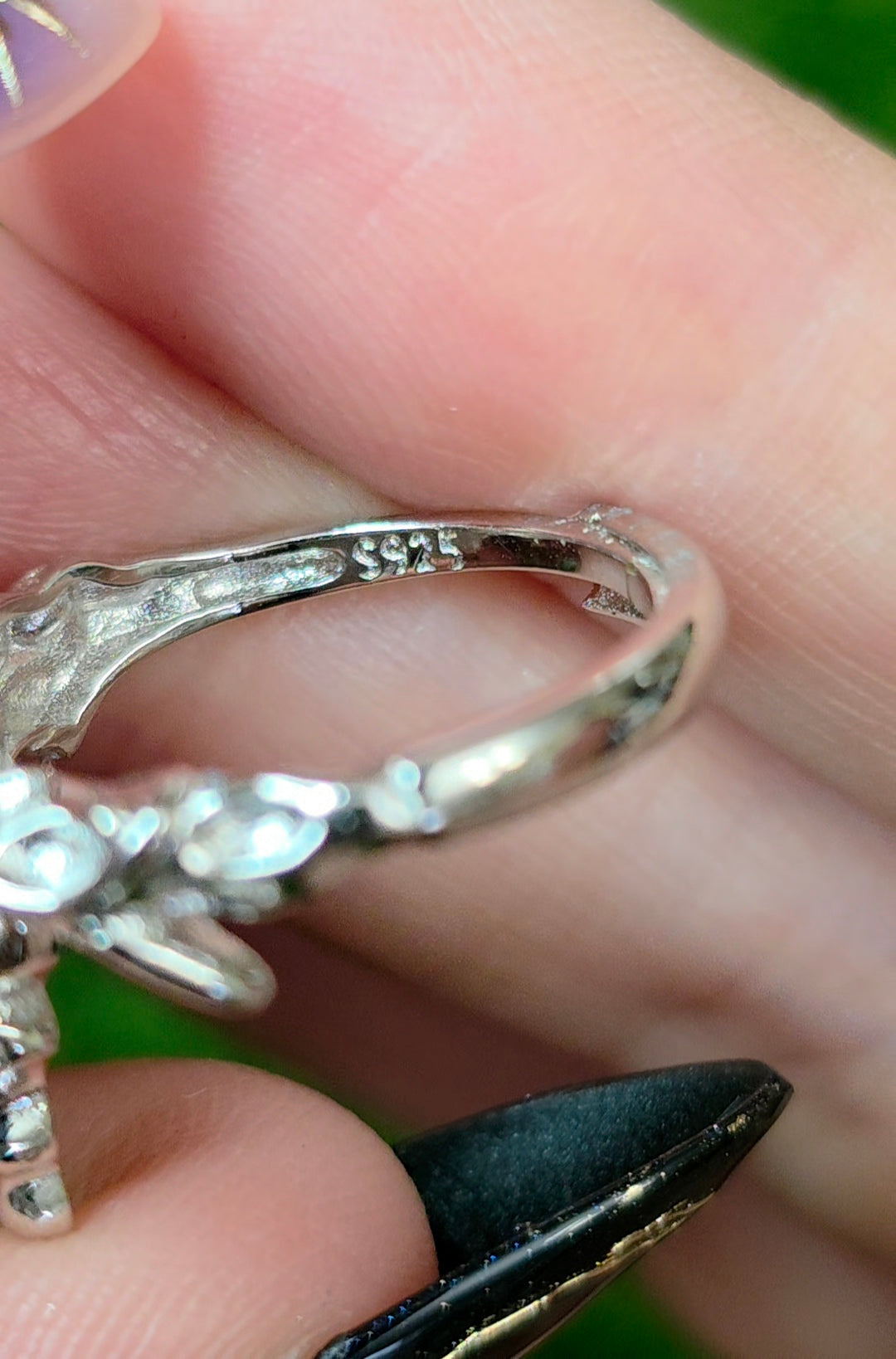 Blue Needle Quartz Double Point Ring B