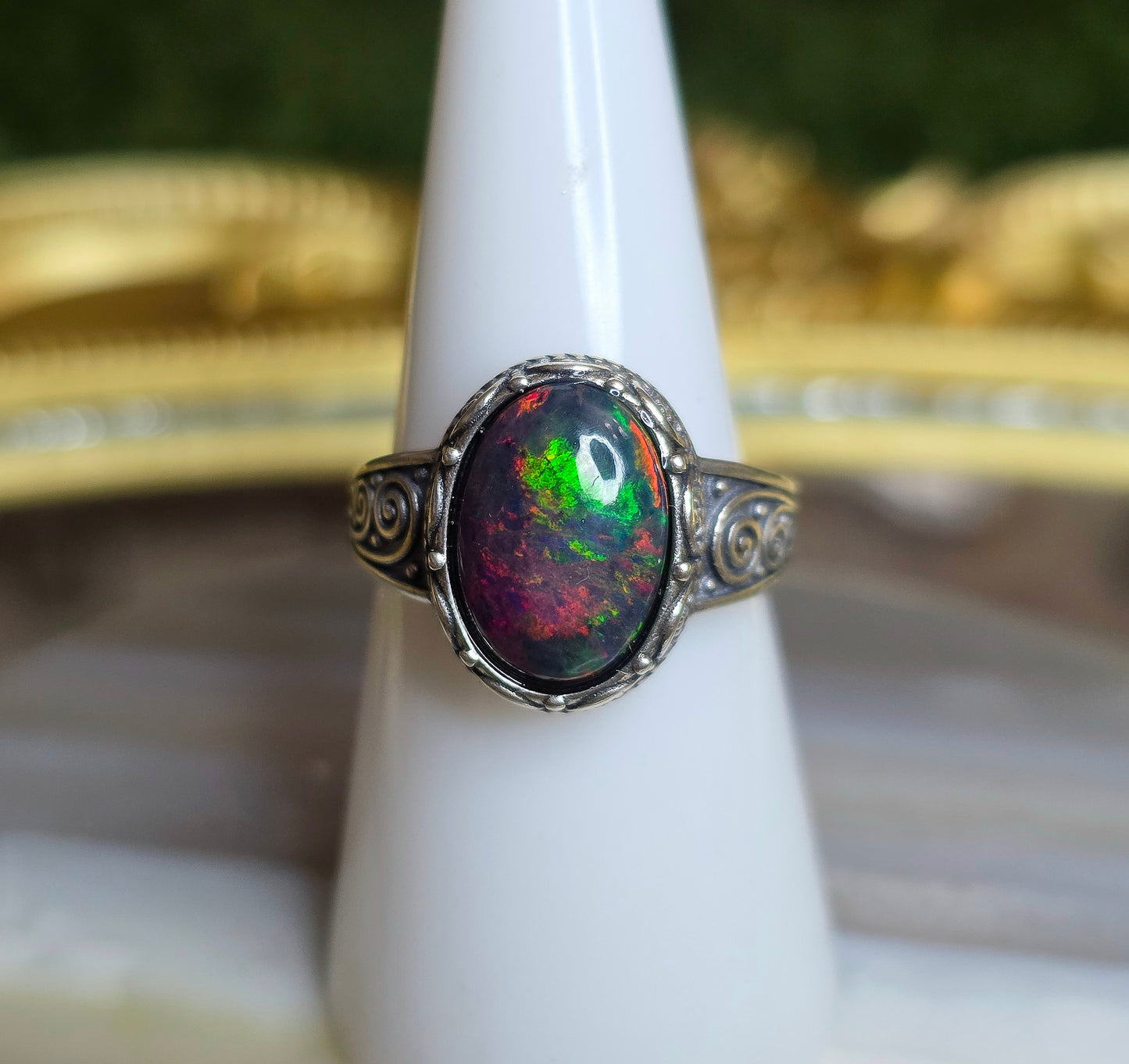 Black Opal Fire Ring