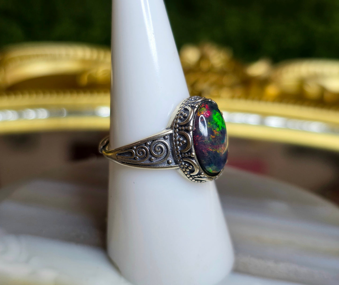 Black Opal Fire Ring