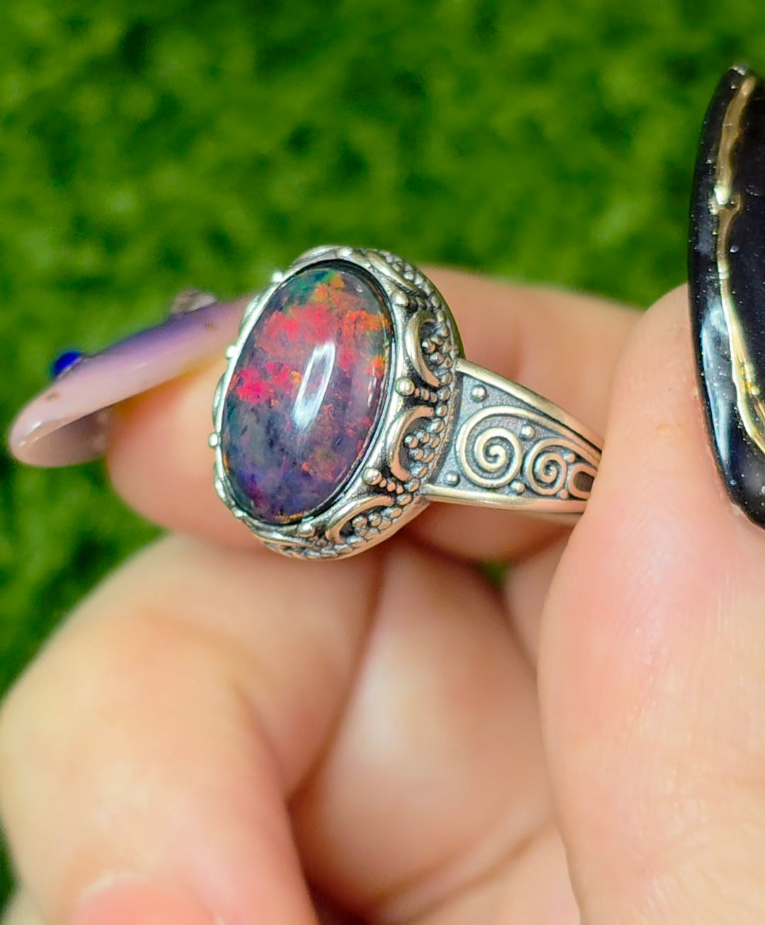 Black Opal Fire Ring