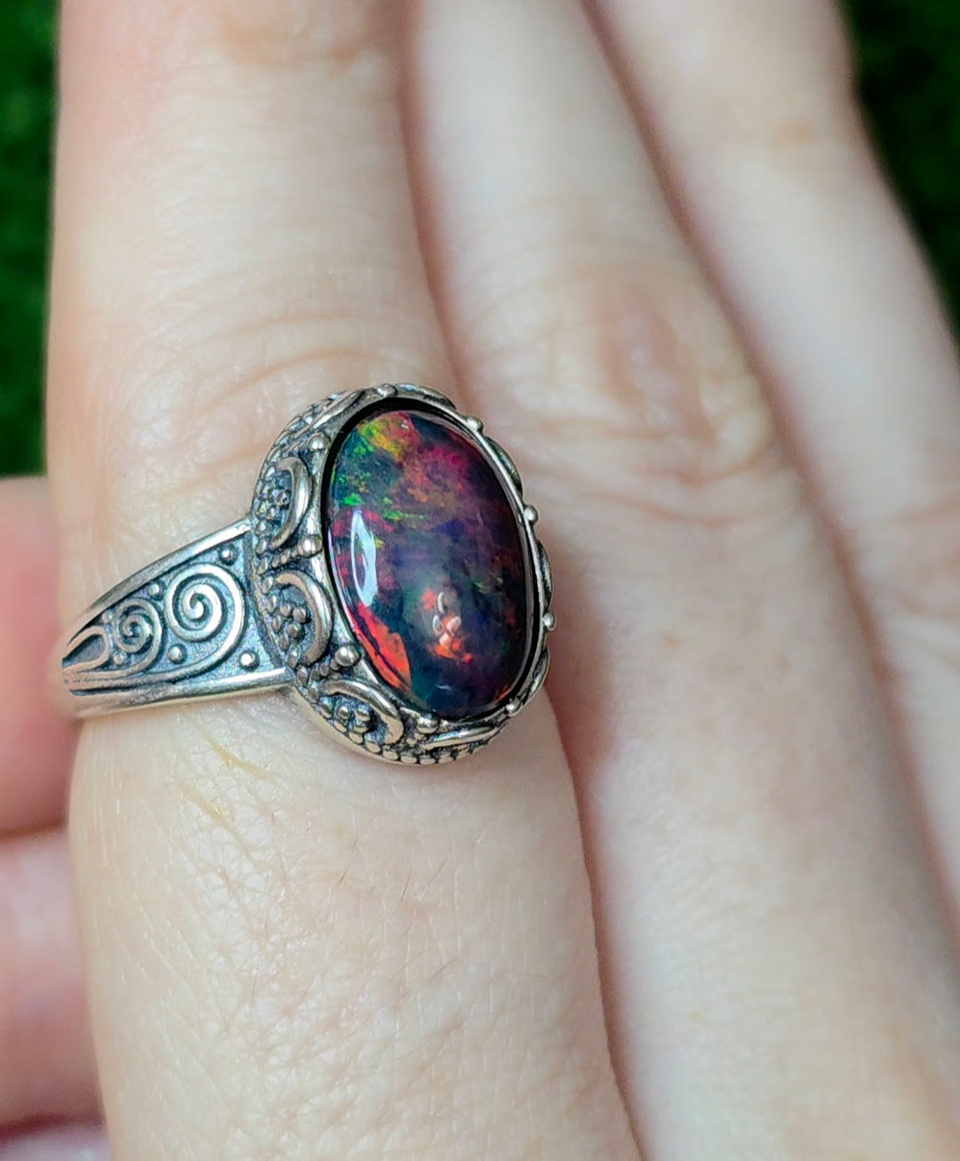 Black Opal Fire Ring