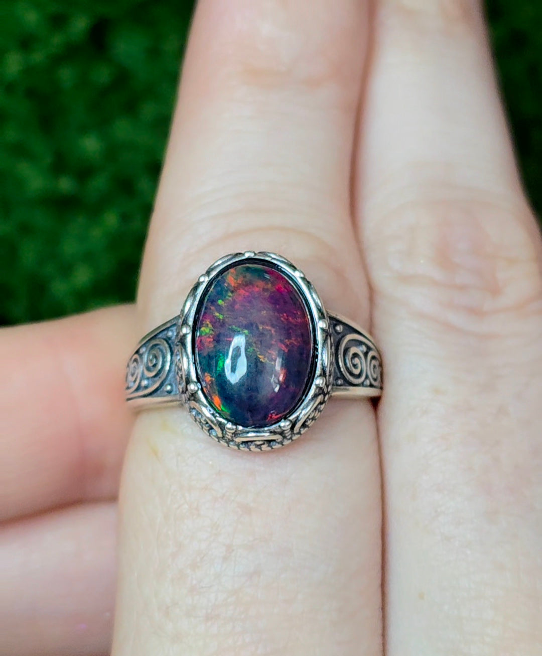 Black Opal Fire Ring