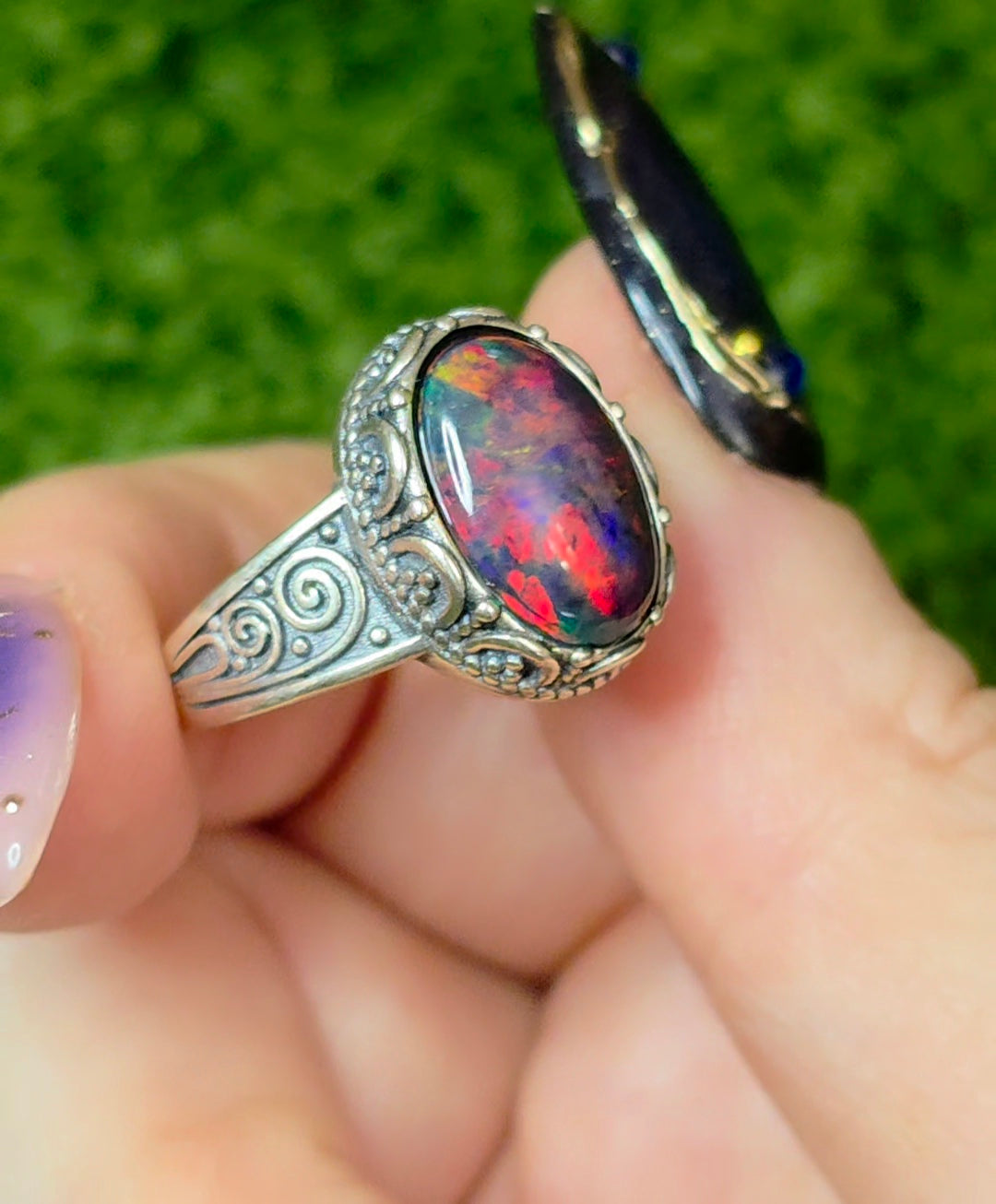 Black Opal Fire Ring