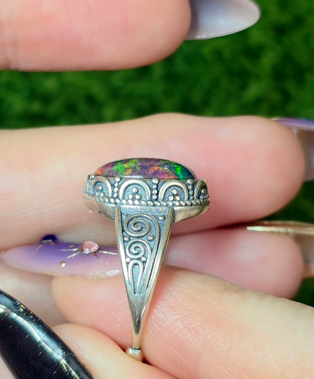 Black Opal Fire Ring