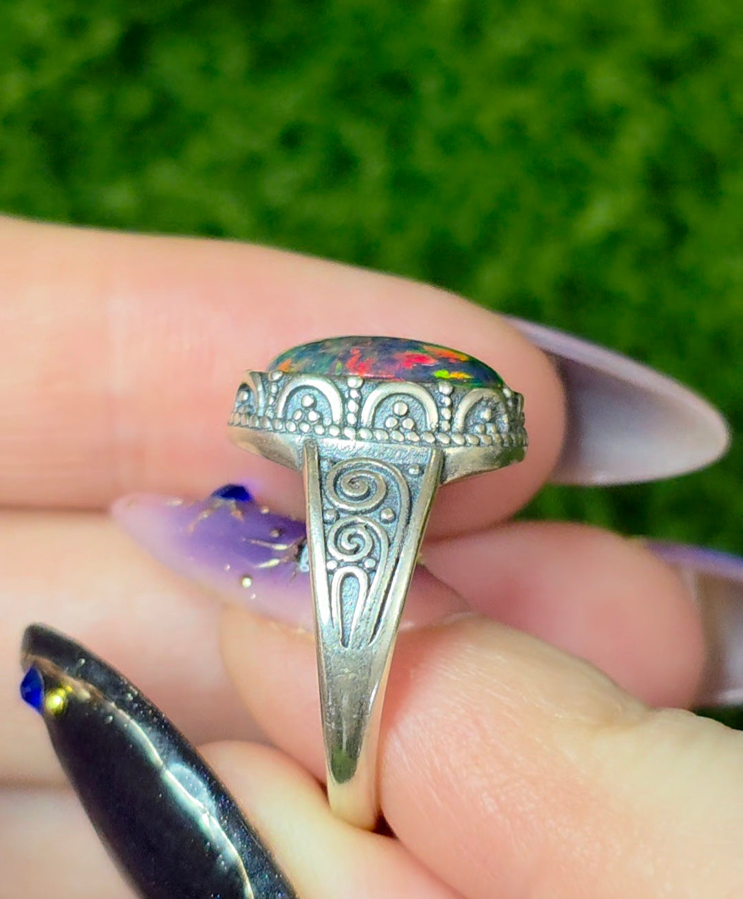 Black Opal Fire Ring