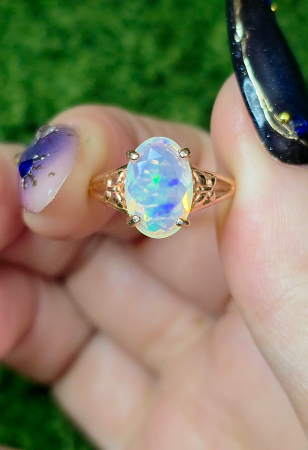 White Opal Rose Gold Ring