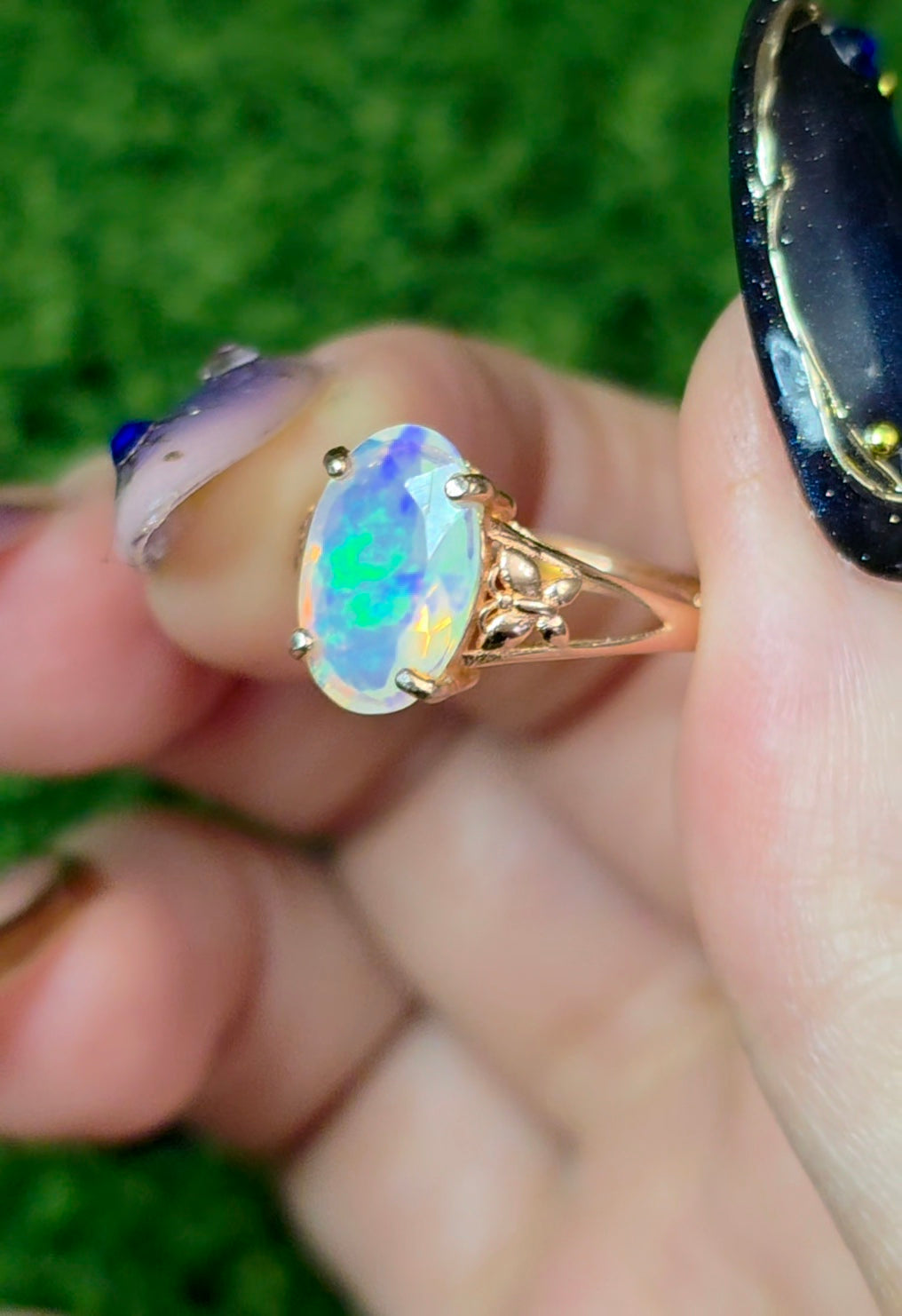 White Opal Rose Gold Ring