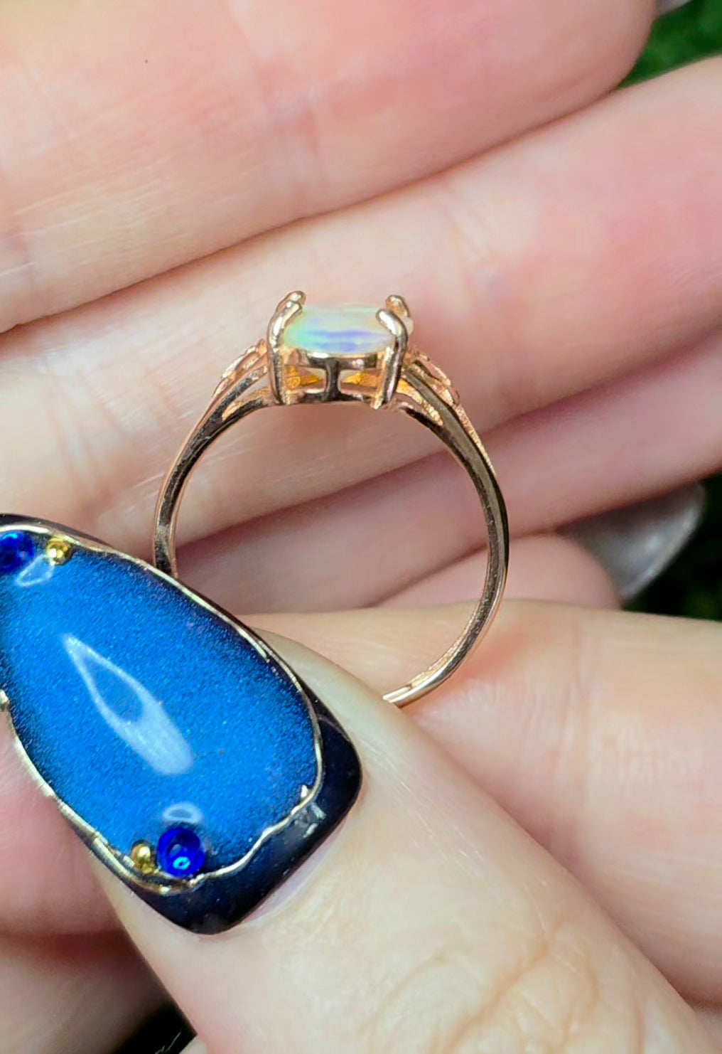 White Opal Rose Gold Ring