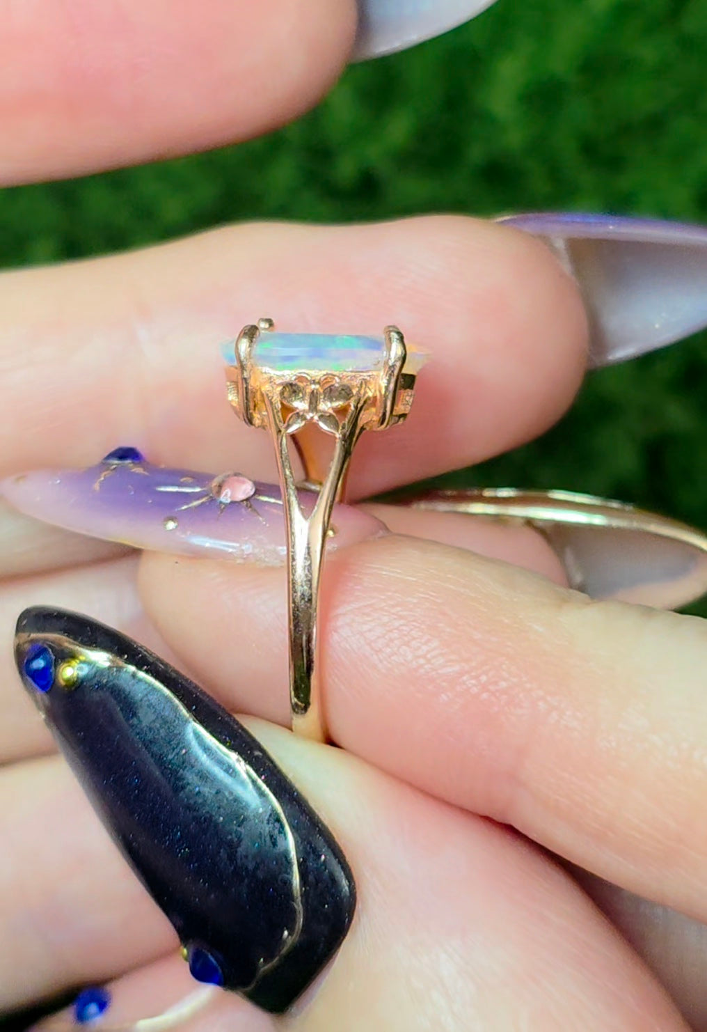 White Opal Rose Gold Ring