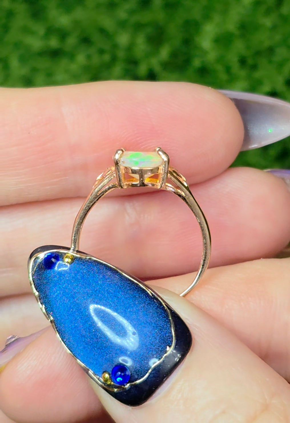 White Opal Rose Gold Ring