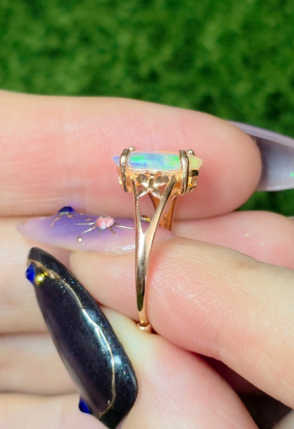 White Opal Rose Gold Ring